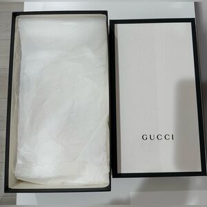 Gucci white&black shoe box with 2 dust bags, tissue&shoe stuffing papers & card